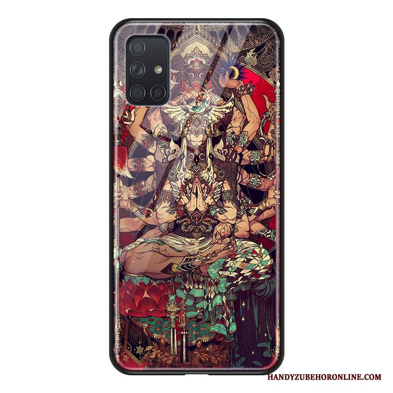 Samsung Galaxy A71 Skal Fodral Buddhism Stjärna Glas Röd Stor