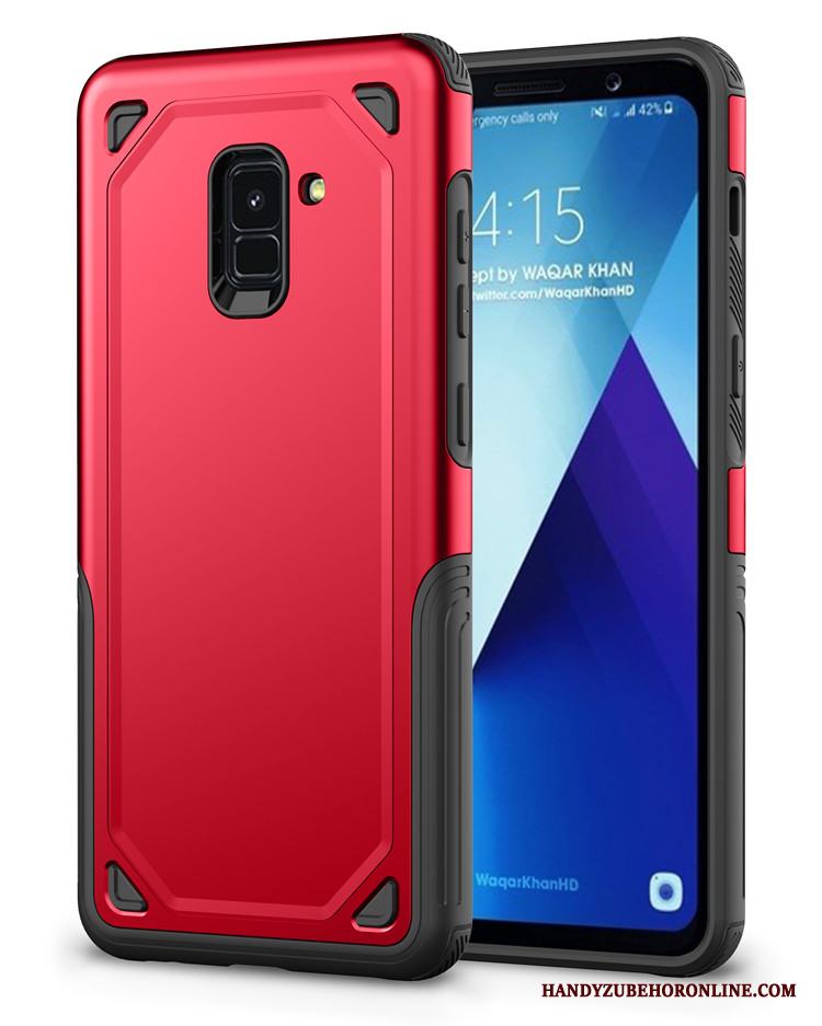 Samsung Galaxy A8 2018 Skal Telefon Glidskydds Stjärna Fodral Röd All Inclusive Slim