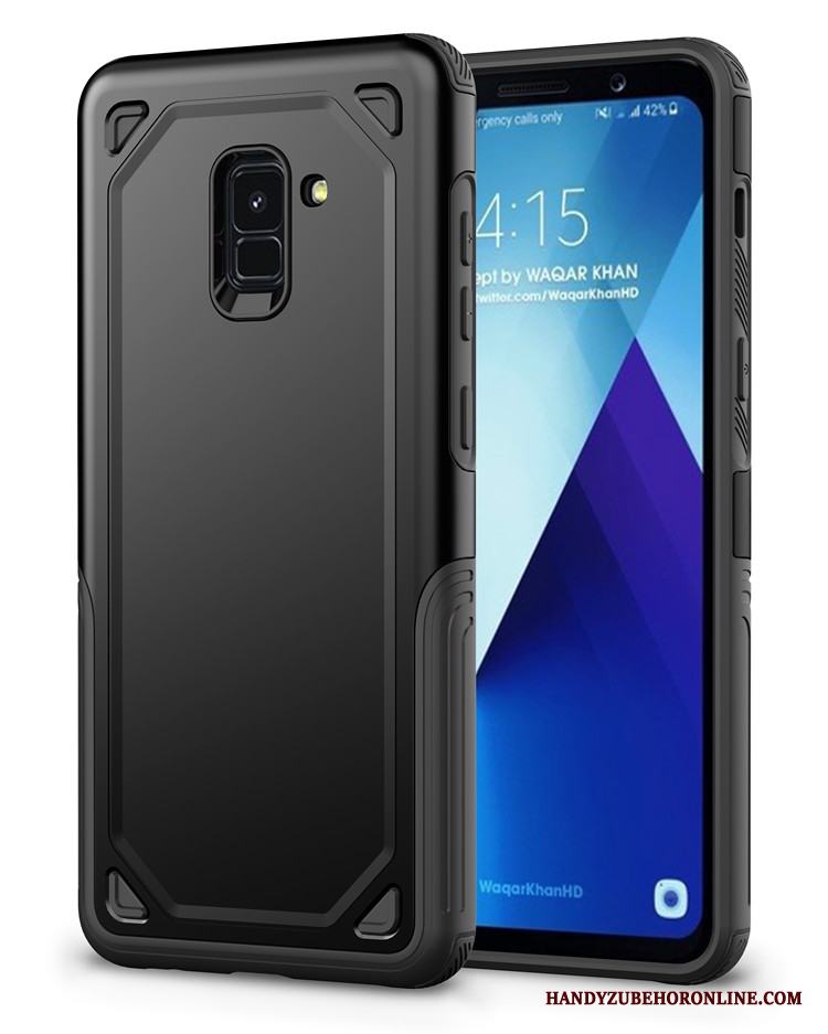 Samsung Galaxy A8 2018 Skal Telefon Glidskydds Stjärna Fodral Röd All Inclusive Slim