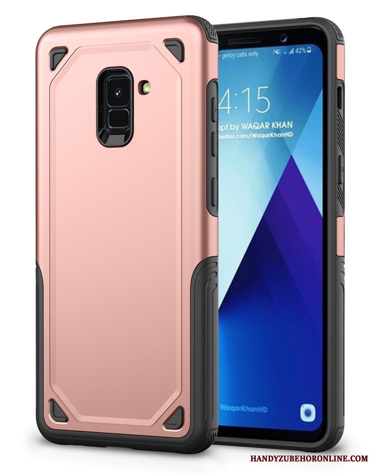 Samsung Galaxy A8 2018 Skal Telefon Glidskydds Stjärna Fodral Röd All Inclusive Slim