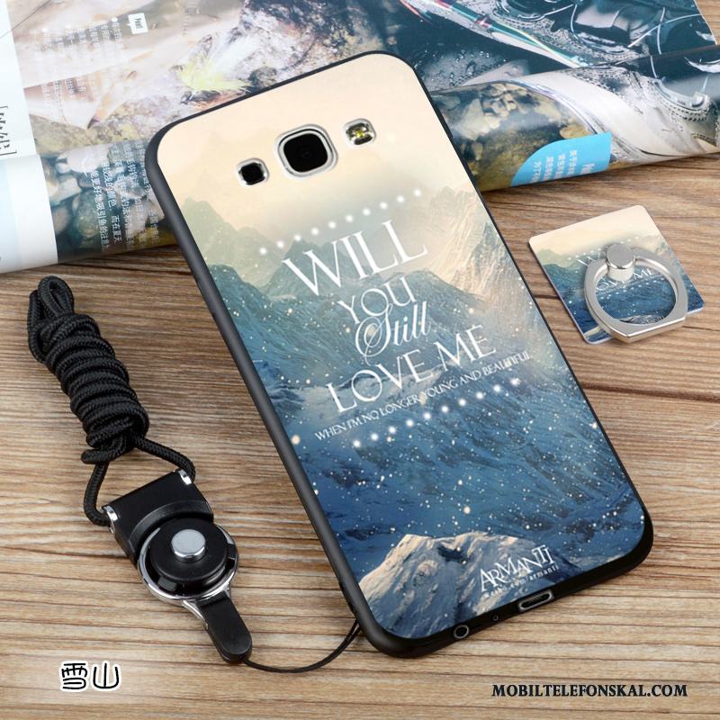 Samsung Galaxy A8 Europa Skal Nubuck Blå Silikon Stjärna Svart