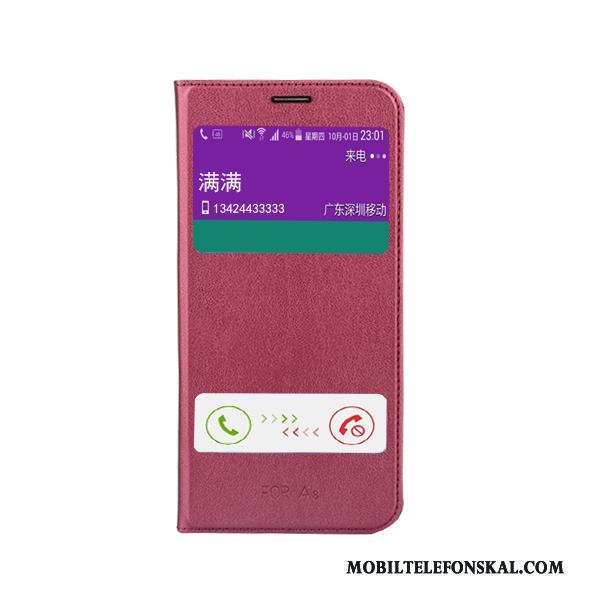 Samsung Galaxy A8 Fodral Mobil Telefon Täcka Stjärna Läderfodral Rosa Guld Skal Telefon