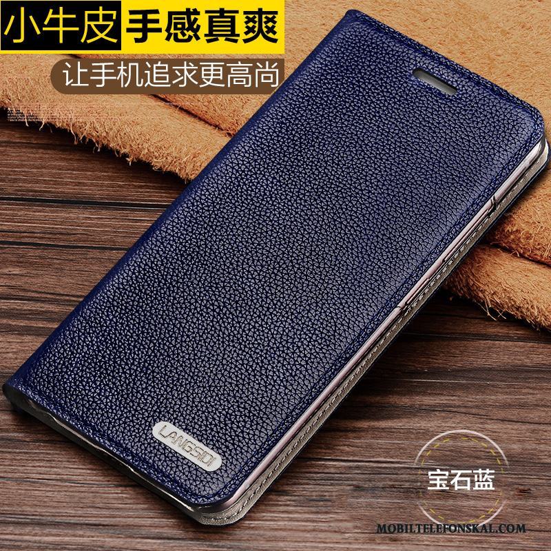 Samsung Galaxy A8 Liten Svart Skal Telefon Fallskydd Enkel Fodral Äkta Läder