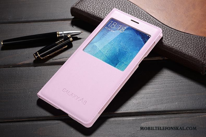 Samsung Galaxy A8 Mobil Telefon Skal Telefon Skydd Stjärna Läderfodral Guld Clamshell