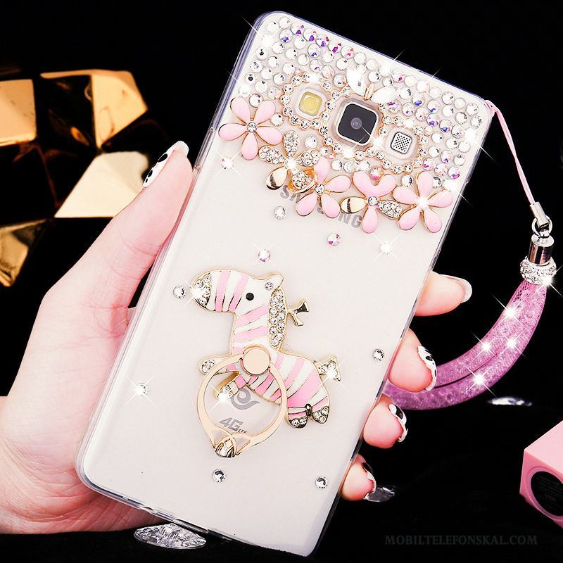 Samsung Galaxy A8 Rosa Skal Telefon Stjärna Nubuck Transparent Mjuk Strass