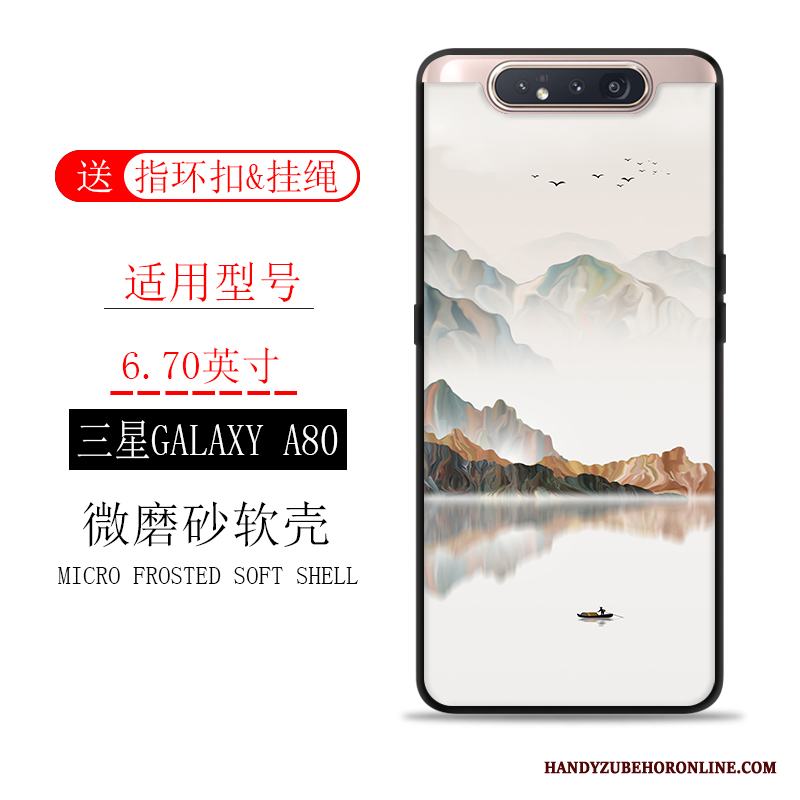 Samsung Galaxy A80 Skal Mjuk Trend Fallskydd Bläck Målning Nubuck Kaki Fodral