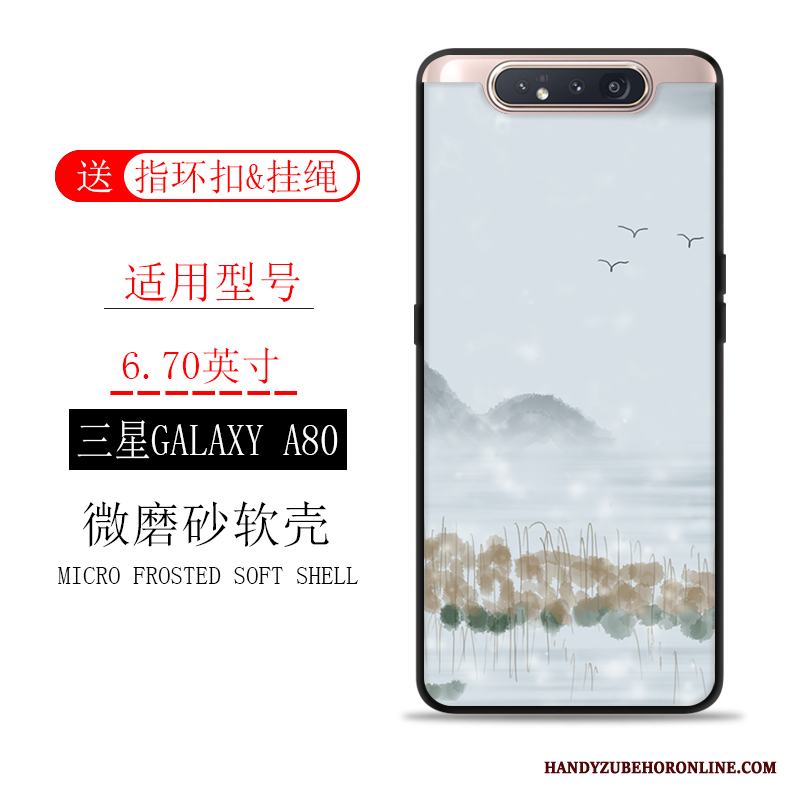 Samsung Galaxy A80 Skal Mjuk Trend Fallskydd Bläck Målning Nubuck Kaki Fodral