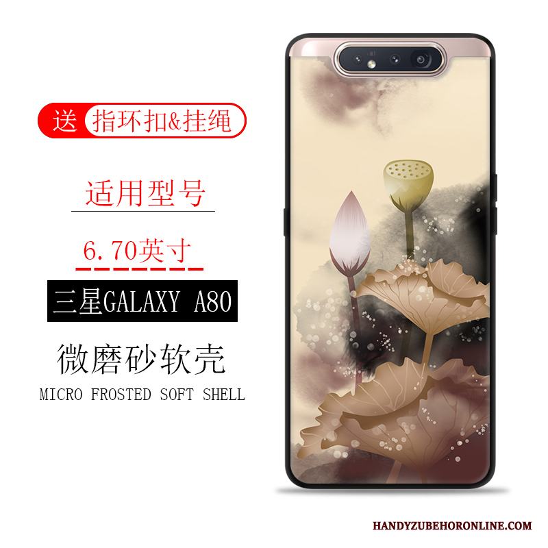 Samsung Galaxy A80 Skal Mjuk Trend Fallskydd Bläck Målning Nubuck Kaki Fodral