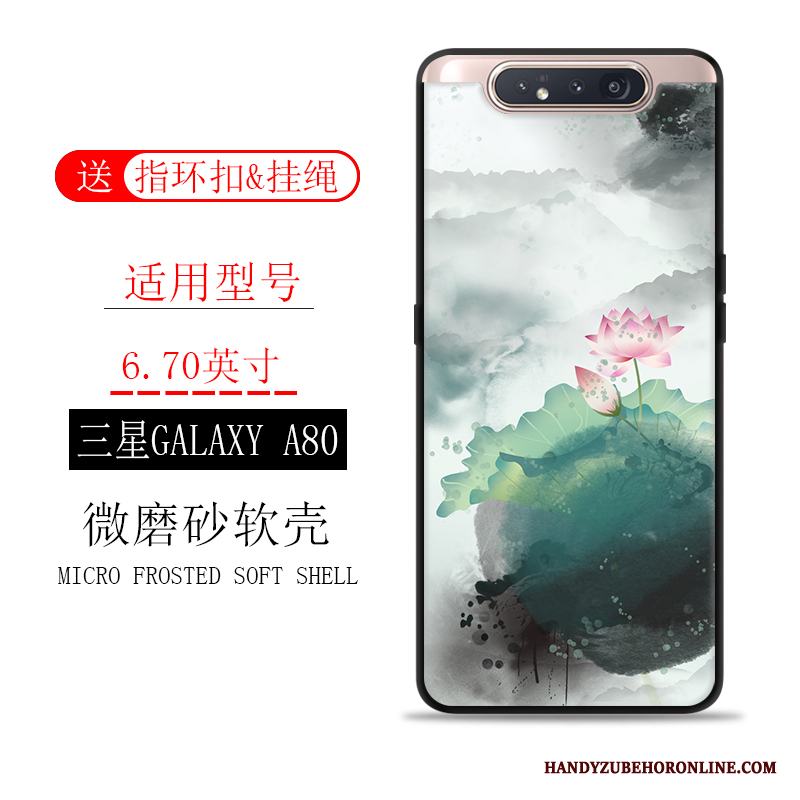 Samsung Galaxy A80 Skal Mjuk Trend Fallskydd Bläck Målning Nubuck Kaki Fodral