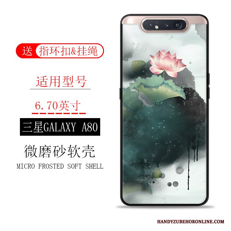 Samsung Galaxy A80 Skal Mjuk Trend Fallskydd Bläck Målning Nubuck Kaki Fodral