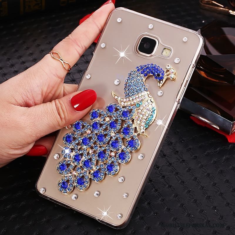 Samsung Galaxy A9 Strass Skal Transparent Skydd Blå Med Strass Fodral