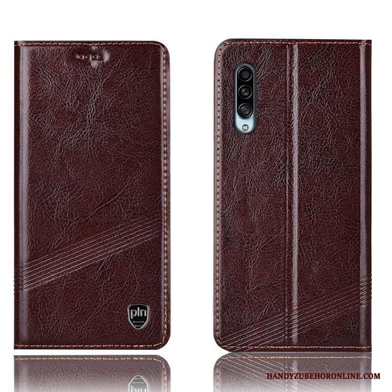Samsung Galaxy A90 5g Skal Telefon Äkta Läder Fallskydd Fodral Svart Stjärna All Inclusive