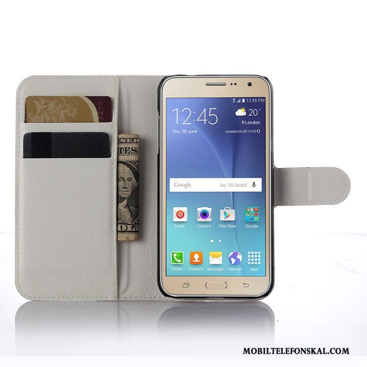 Samsung Galaxy J3 2016 Mobil Telefon Vit Läderfodral Skal Telefon Stjärna Skydd Täcka