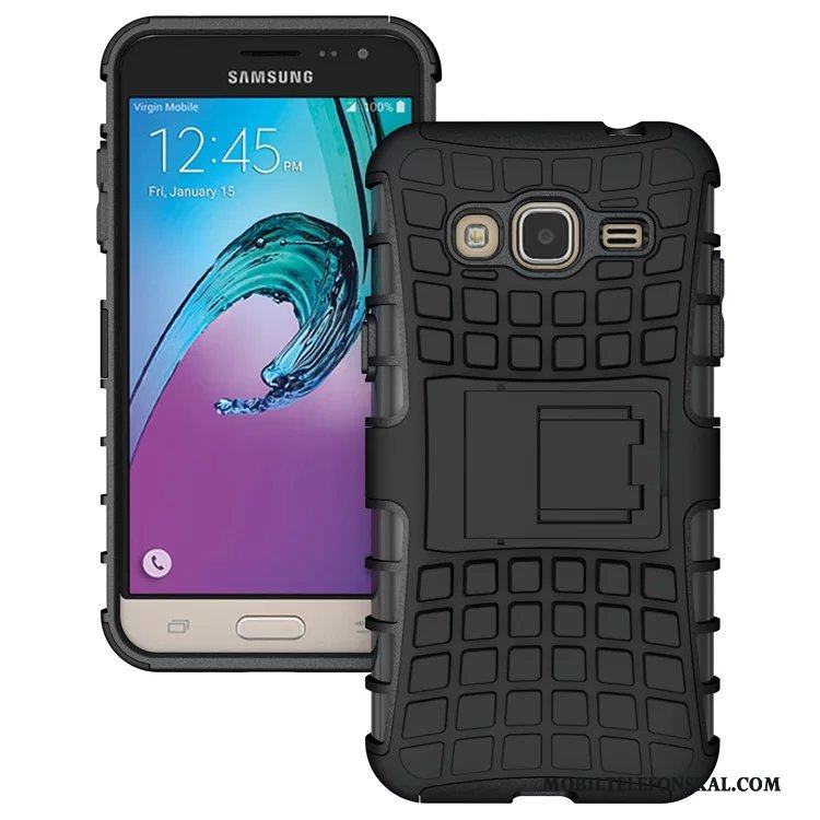 Samsung Galaxy J3 2016 Skal Purpur Fodral Silikon Stjärna Blå Svart Fallskydd