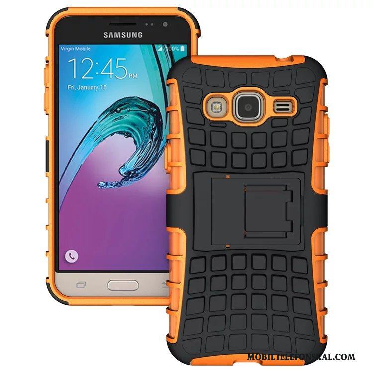 Samsung Galaxy J3 2016 Skal Purpur Fodral Silikon Stjärna Blå Svart Fallskydd