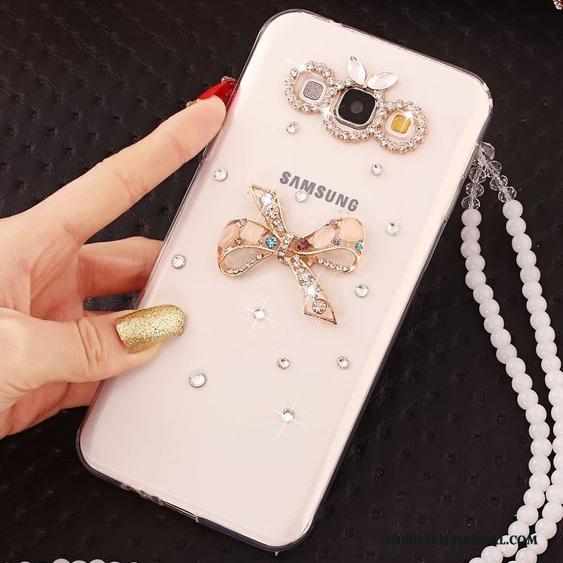 Samsung Galaxy J5 2015 Mjuk Skydd Guld Strass Skal Telefon Blommor Fodral