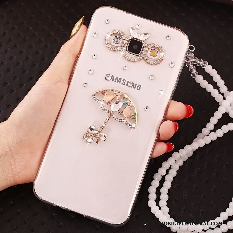 Samsung Galaxy J5 2015 Mjuk Skydd Guld Strass Skal Telefon Blommor Fodral