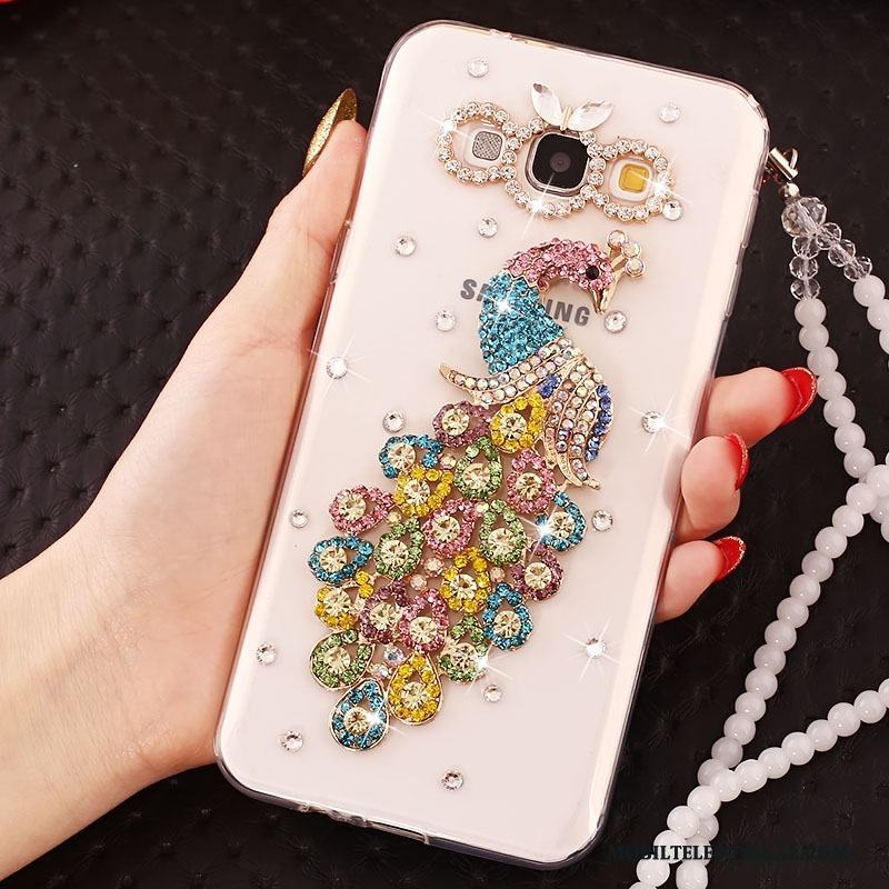 Samsung Galaxy J5 2015 Mjuk Skydd Guld Strass Skal Telefon Blommor Fodral