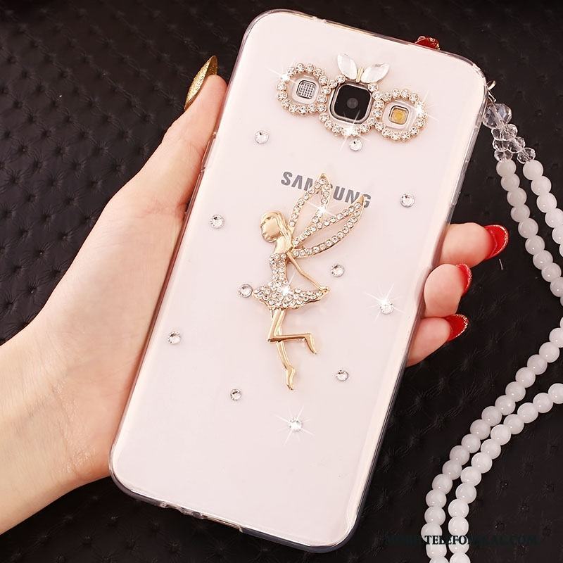 Samsung Galaxy J5 2015 Mjuk Skydd Guld Strass Skal Telefon Blommor Fodral