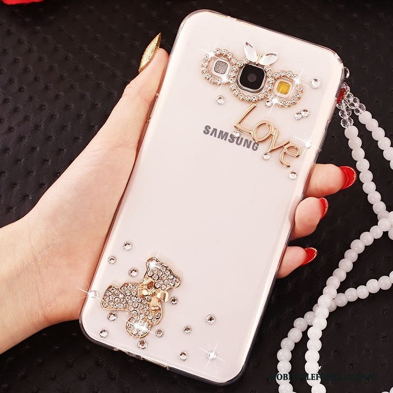 Samsung Galaxy J5 2015 Mjuk Skydd Guld Strass Skal Telefon Blommor Fodral