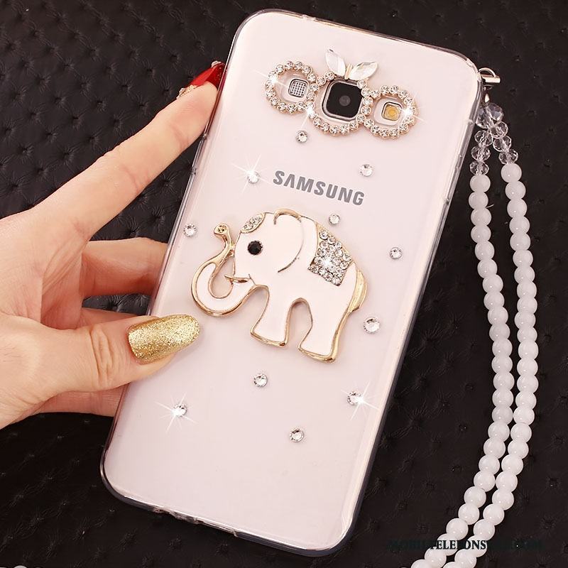 Samsung Galaxy J5 2015 Mjuk Skydd Guld Strass Skal Telefon Blommor Fodral