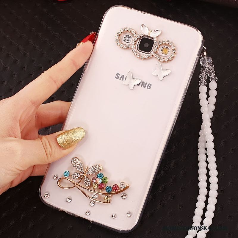 Samsung Galaxy J5 2015 Mjuk Skydd Guld Strass Skal Telefon Blommor Fodral