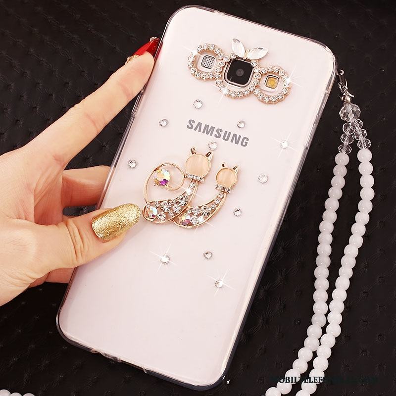 Samsung Galaxy J5 2015 Mjuk Skydd Guld Strass Skal Telefon Blommor Fodral