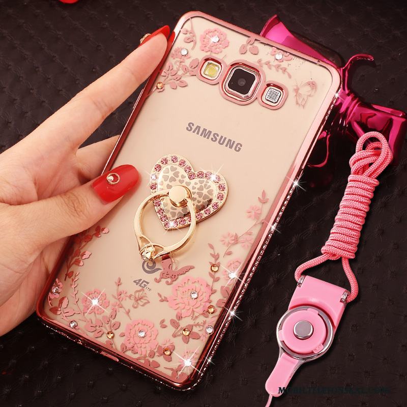 Samsung Galaxy J5 2016 Hemming Stjärna Rosa Med Strass Fodral Skal Telefon