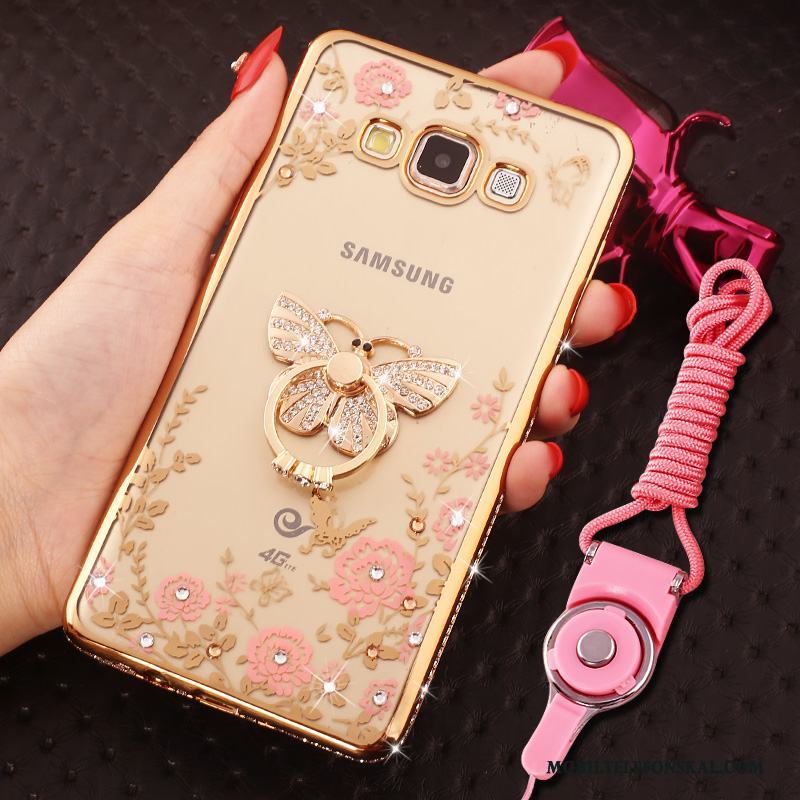 Samsung Galaxy J5 2016 Hemming Stjärna Rosa Med Strass Fodral Skal Telefon