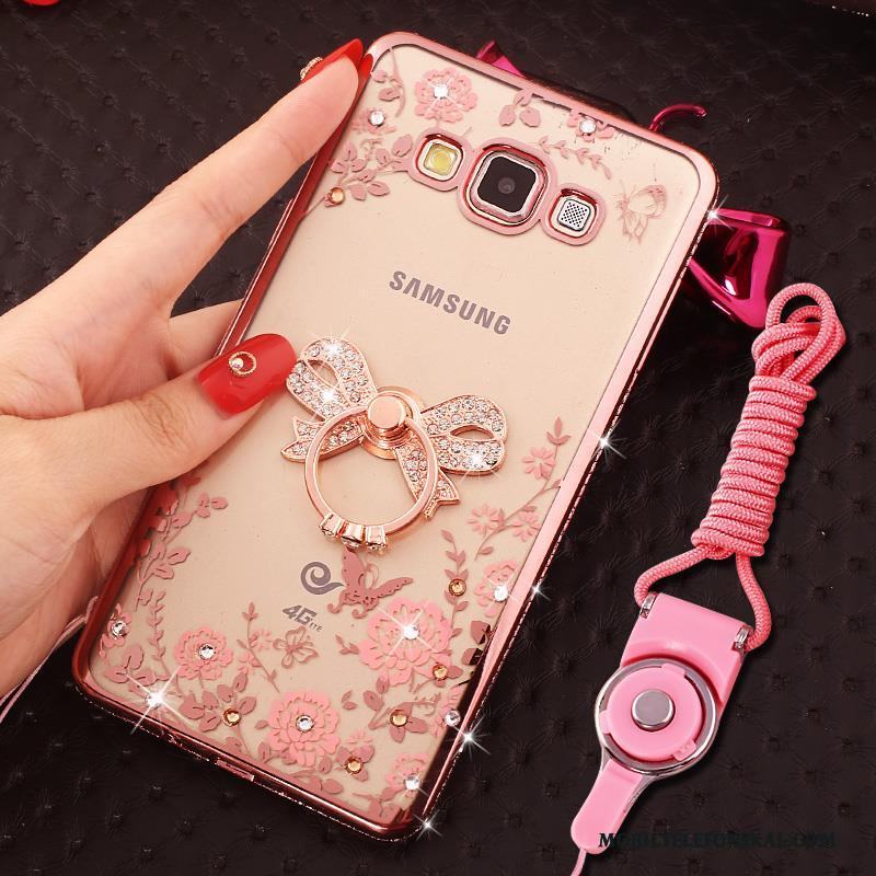 Samsung Galaxy J5 2016 Hemming Stjärna Rosa Med Strass Fodral Skal Telefon