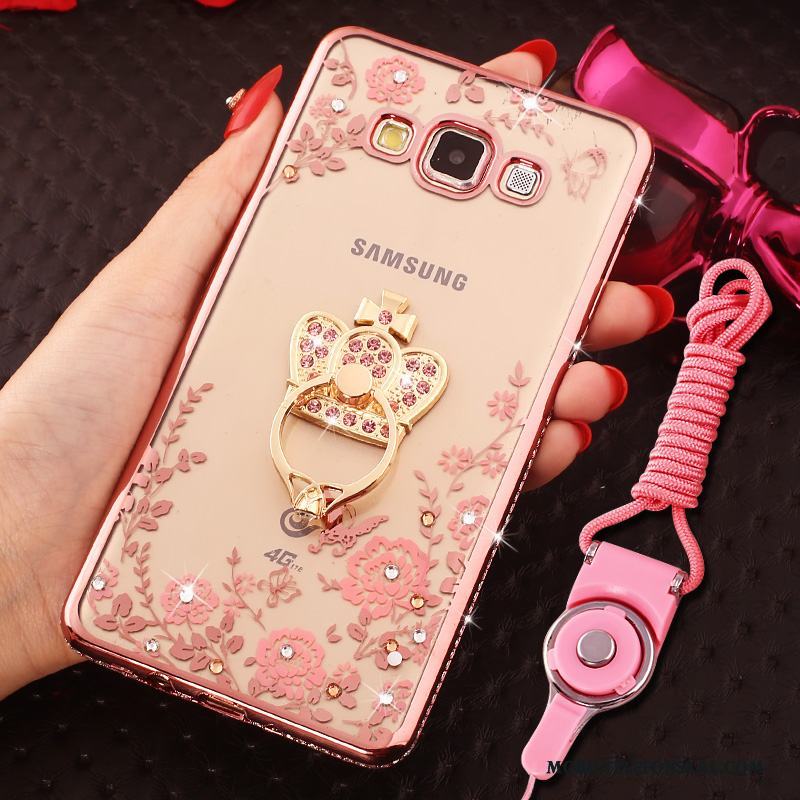 Samsung Galaxy J5 2016 Hemming Stjärna Rosa Med Strass Fodral Skal Telefon