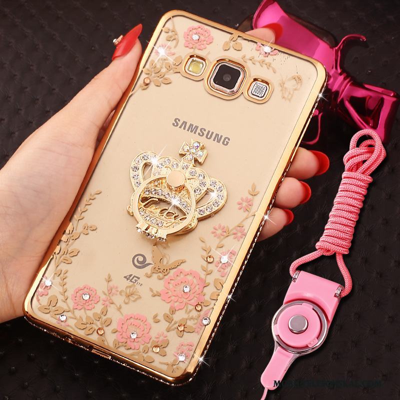 Samsung Galaxy J5 2016 Hemming Stjärna Rosa Med Strass Fodral Skal Telefon