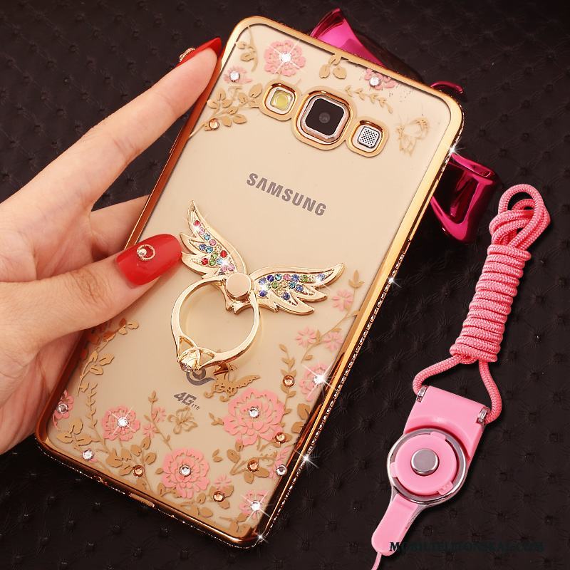 Samsung Galaxy J5 2016 Hemming Stjärna Rosa Med Strass Fodral Skal Telefon