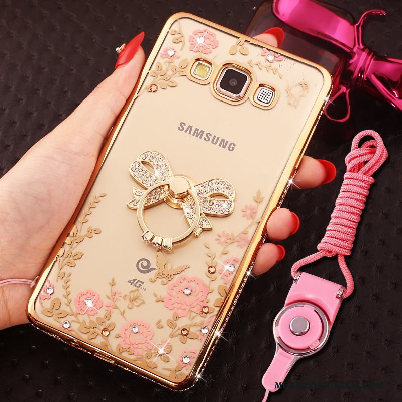 Samsung Galaxy J5 2016 Hemming Stjärna Rosa Med Strass Fodral Skal Telefon