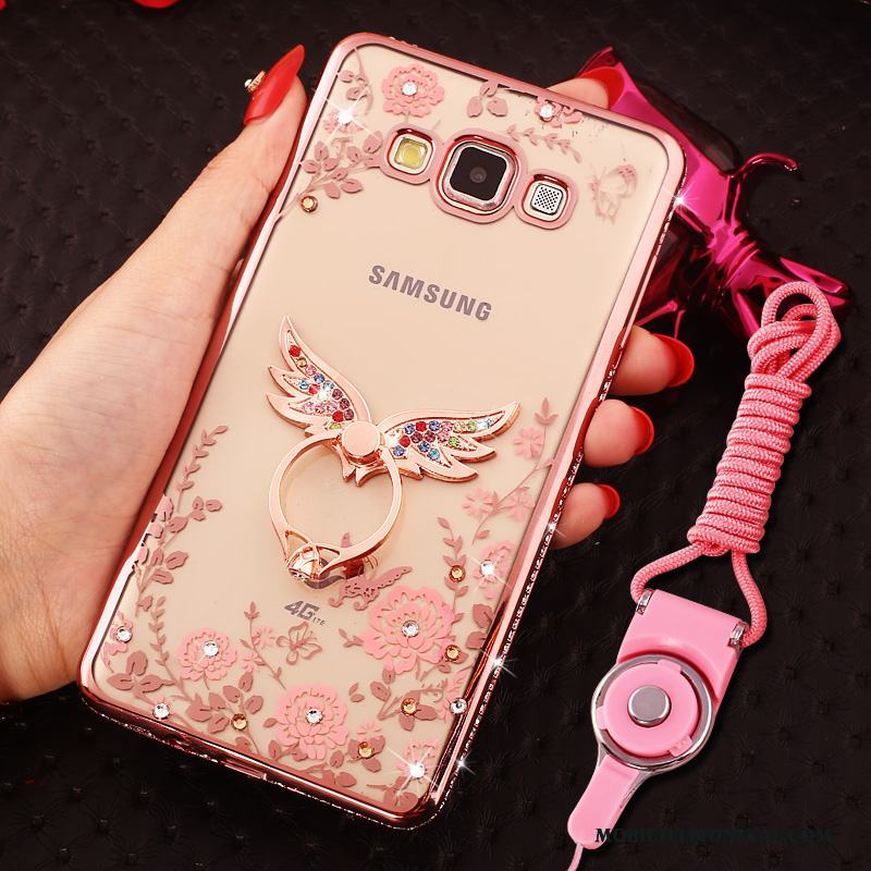 Samsung Galaxy J5 2016 Hemming Stjärna Rosa Med Strass Fodral Skal Telefon