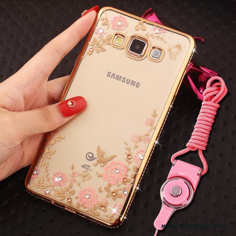 Samsung Galaxy J5 2016 Hemming Stjärna Rosa Med Strass Fodral Skal Telefon