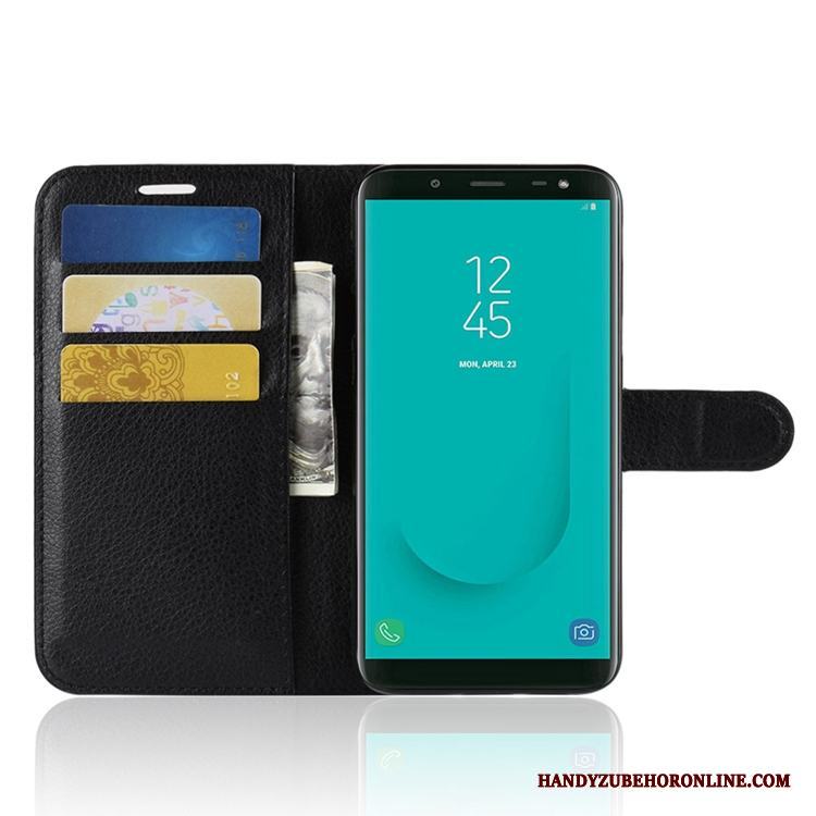 Samsung Galaxy J6 Kort Läderfodral Plånbok Blå Fallskydd Skal Telefon Stjärna