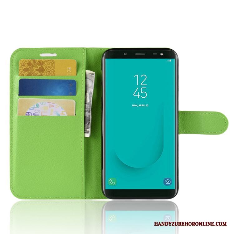 Samsung Galaxy J6 Kort Läderfodral Plånbok Blå Fallskydd Skal Telefon Stjärna