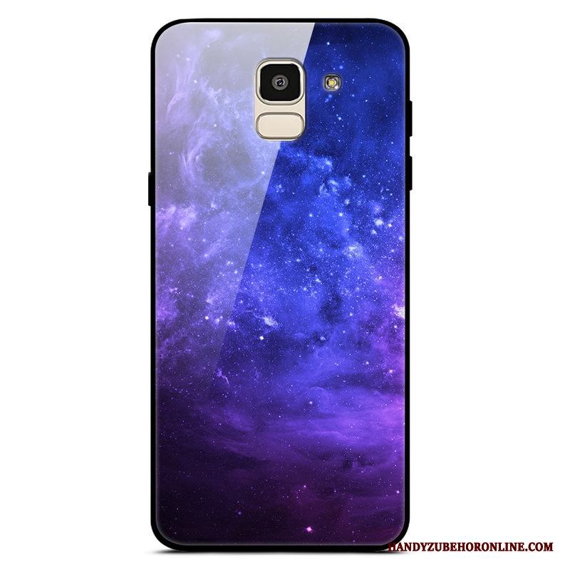 Samsung Galaxy J6 Stjärna Trend Fallskydd Glas Purpur Skal Enkel