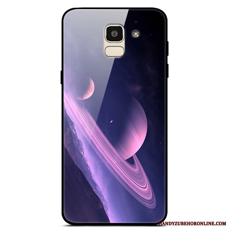 Samsung Galaxy J6 Stjärna Trend Fallskydd Glas Purpur Skal Enkel