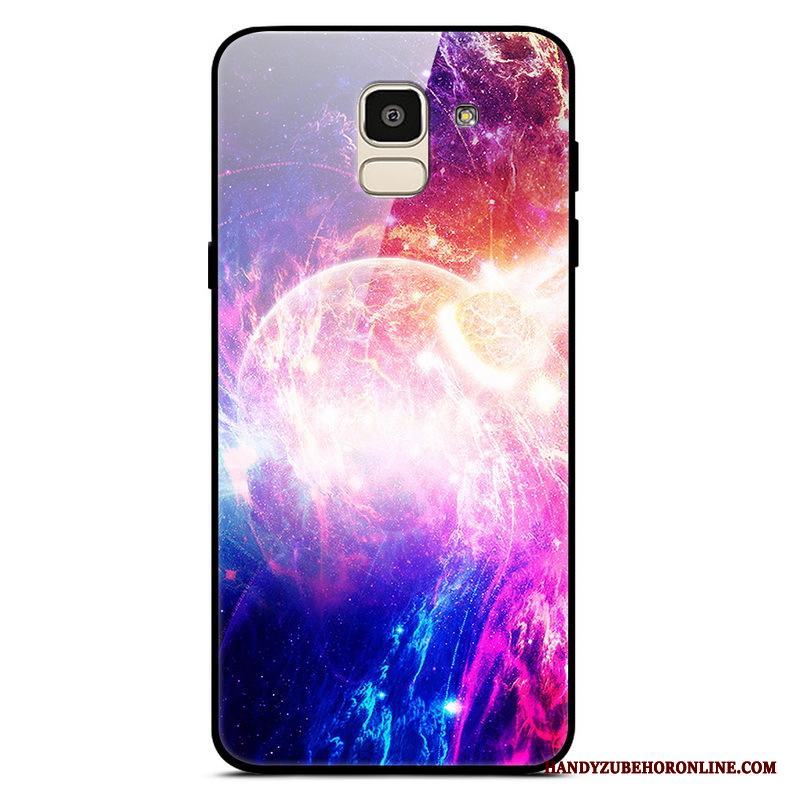 Samsung Galaxy J6 Stjärna Trend Fallskydd Glas Purpur Skal Enkel