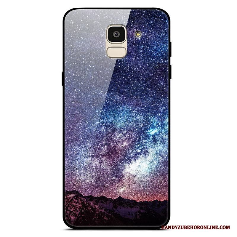 Samsung Galaxy J6 Stjärna Trend Fallskydd Glas Purpur Skal Enkel