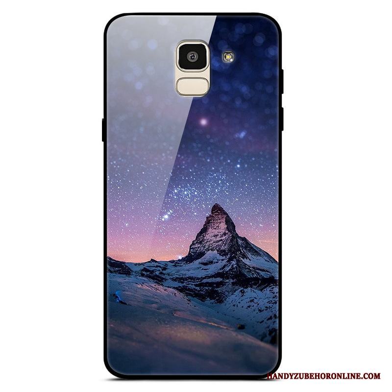 Samsung Galaxy J6 Stjärna Trend Fallskydd Glas Purpur Skal Enkel