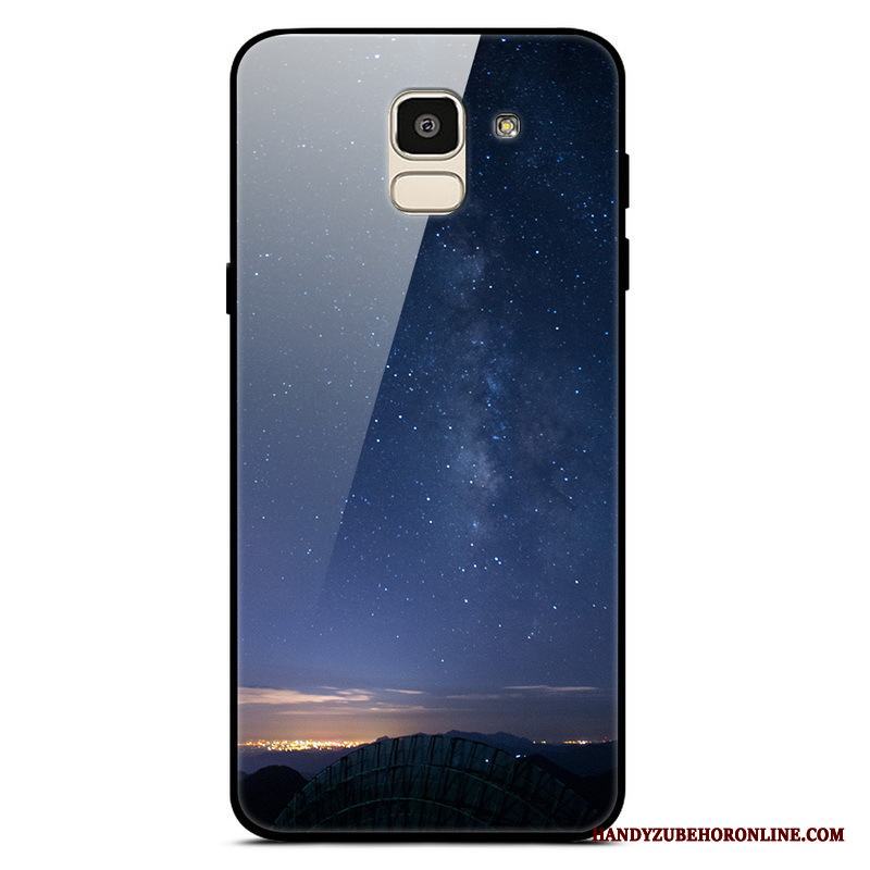 Samsung Galaxy J6 Stjärna Trend Fallskydd Glas Purpur Skal Enkel