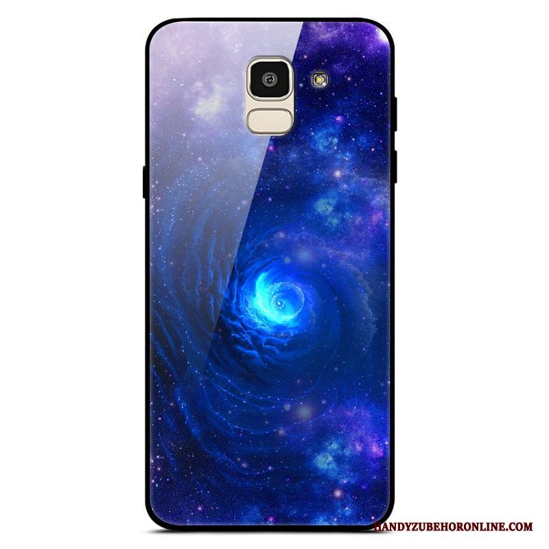 Samsung Galaxy J6 Stjärna Trend Fallskydd Glas Purpur Skal Enkel