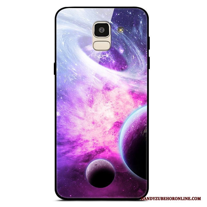 Samsung Galaxy J6 Stjärna Trend Fallskydd Glas Purpur Skal Enkel