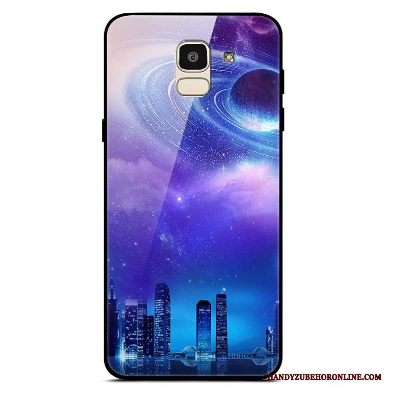 Samsung Galaxy J6 Stjärna Trend Fallskydd Glas Purpur Skal Enkel