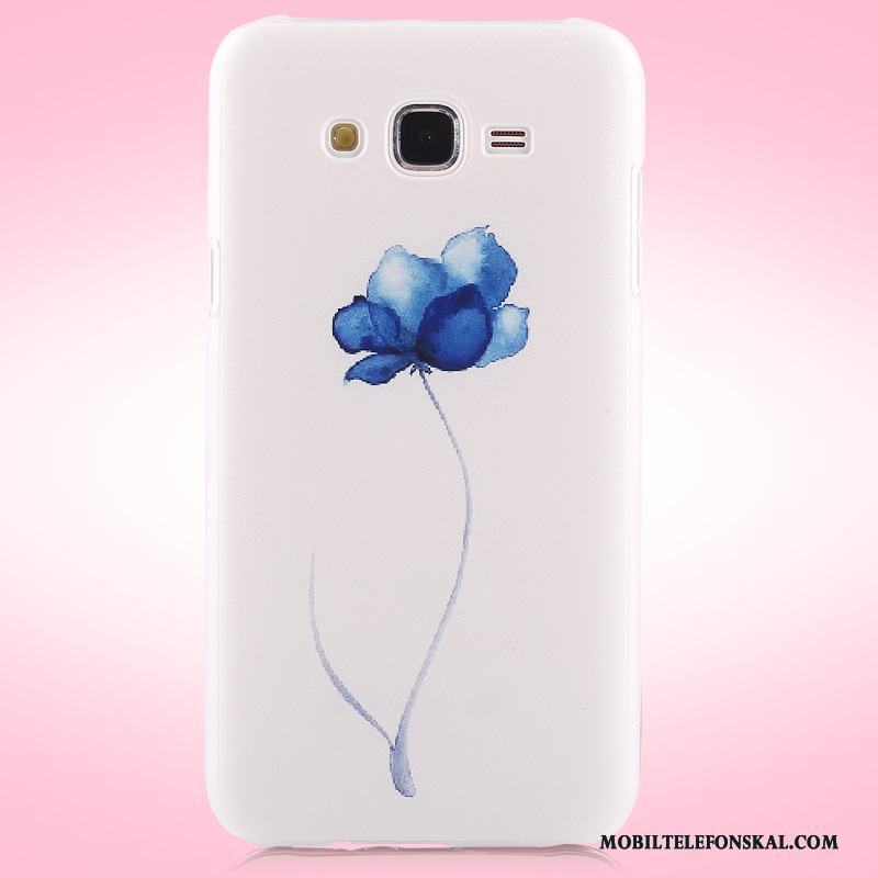 Samsung Galaxy J7 2015 Färg Skal Nubuck Blommor Skydd Målade Fodral