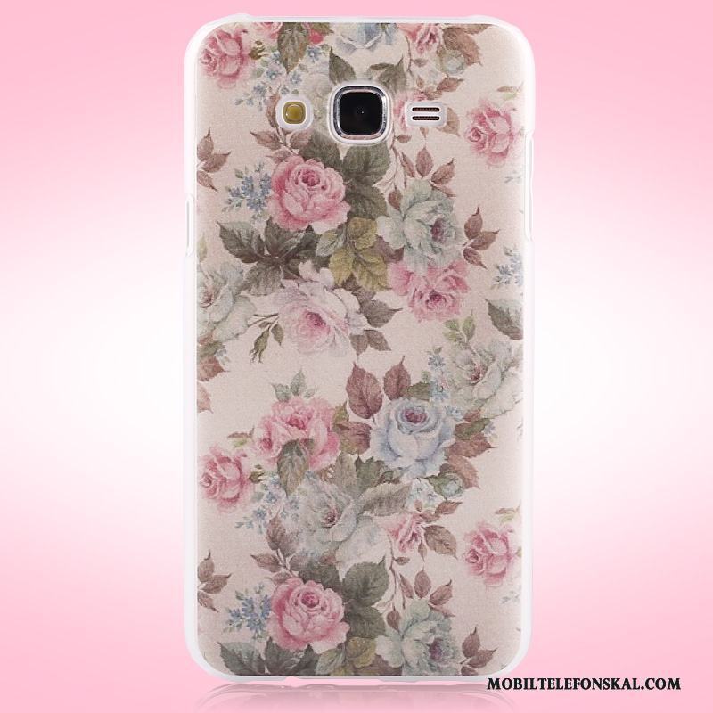 Samsung Galaxy J7 2015 Färg Skal Nubuck Blommor Skydd Målade Fodral