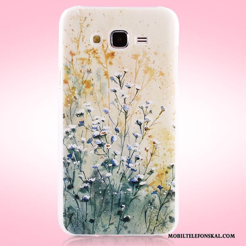 Samsung Galaxy J7 2015 Färg Skal Nubuck Blommor Skydd Målade Fodral